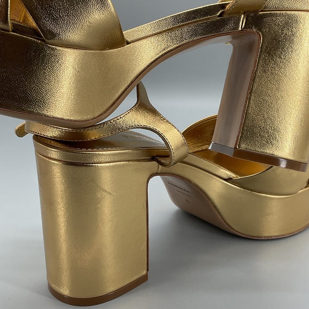 NEW Ferragamo Women’s Savia Platform Sandals Gold Size 10C - Picture 7 of 11